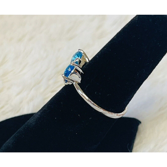 Fashion Costume Jewelry Ring Blue Stone Butterfly Rhinestone Silver Tone 6.5 - Picture 4 of 5